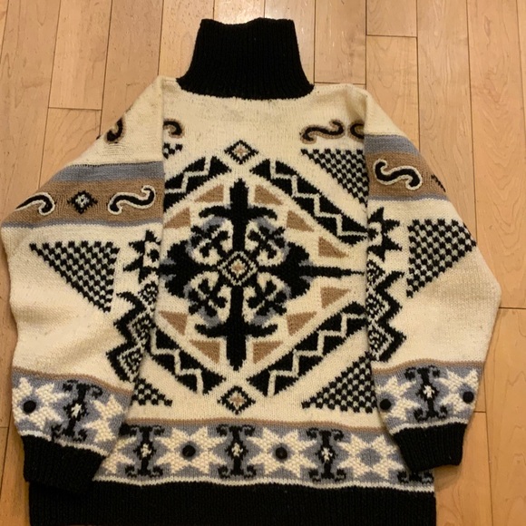 Men's HEAD Sportswear Black, Grey, Tan & White Patterned Sweater - Picture 4 of 4